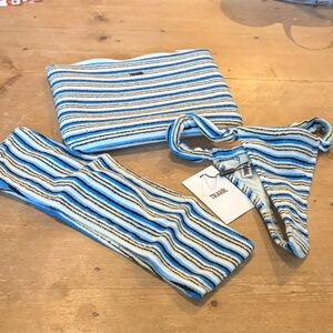 Triangl Swimwear Blue and Black Striped Bikini